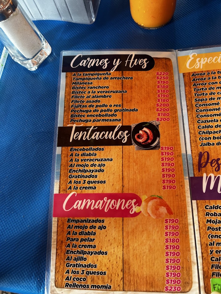 Palapa Familiar Buena Vista 1 y2 Menu - Image 1
