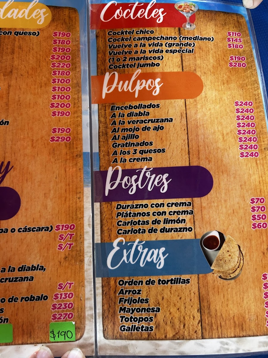 Palapa Familiar Buena Vista 1 y2 Menu - Image 2