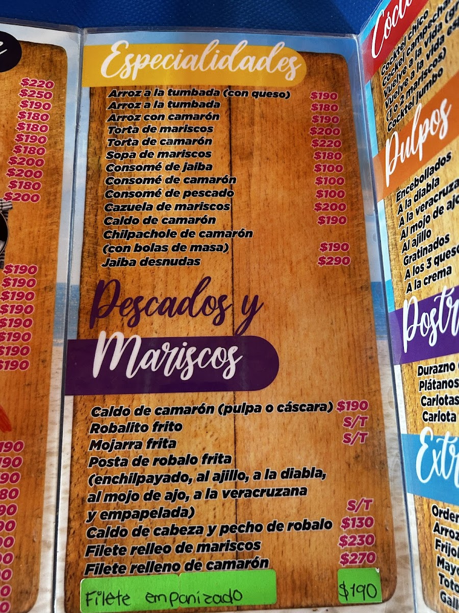 Palapa Familiar Buena Vista 1 y2 Menu - Image 3